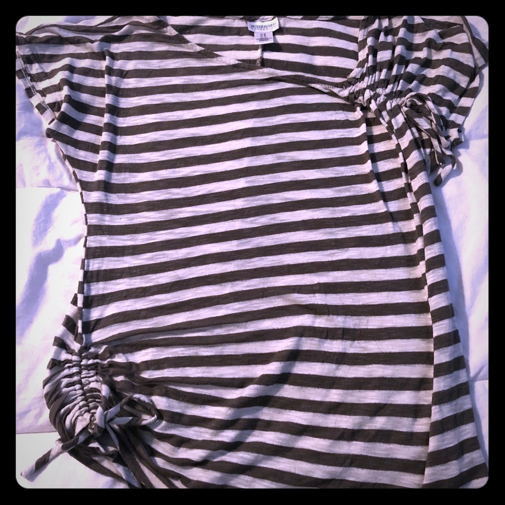 *Sold* Olive Green and white striped shirt